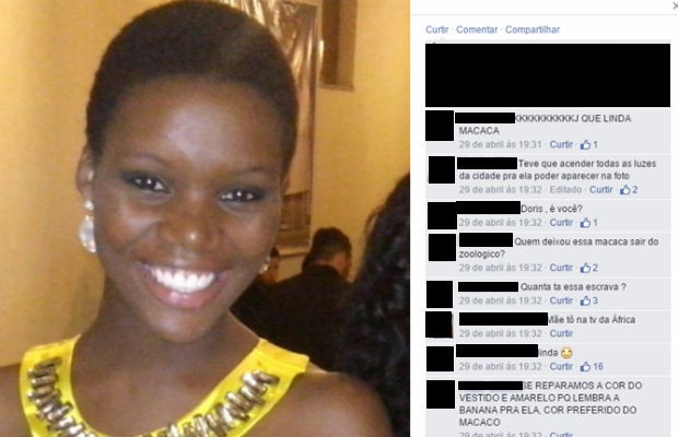Comentários racistas publicados na foto de jornalista do Distrito Federal em uma rede social (Foto: Facebook/Reprodução)