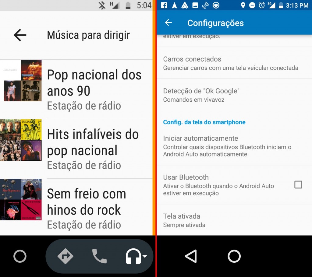 No modo Android Auto, o Google Play Music sugere músicas 