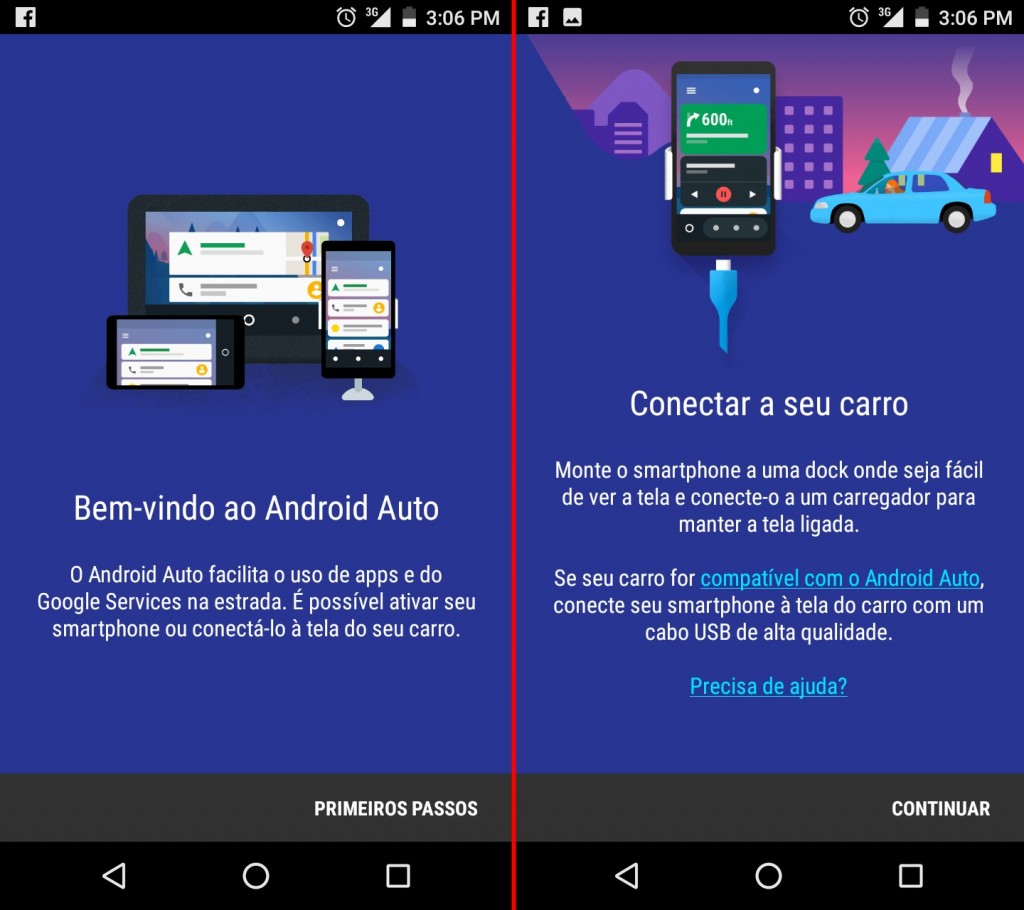 Conecte seu smartphone a um carregador e suporte veicular antes de utilizá-lo com o Android Auto.