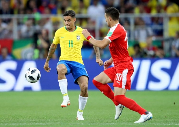 Copa 2018: Brasil e Sérvia. Philippe Coutinho, do Brasil, em ação.