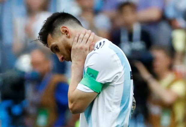 Soccer Football - World Cup - Round of 16 - France vs Argentina - Kazan Arena, Kazan, Russia - June 30, 2018 Argentina's Lionel Messi looks dejected after the match REUTERS/Michael Dalder