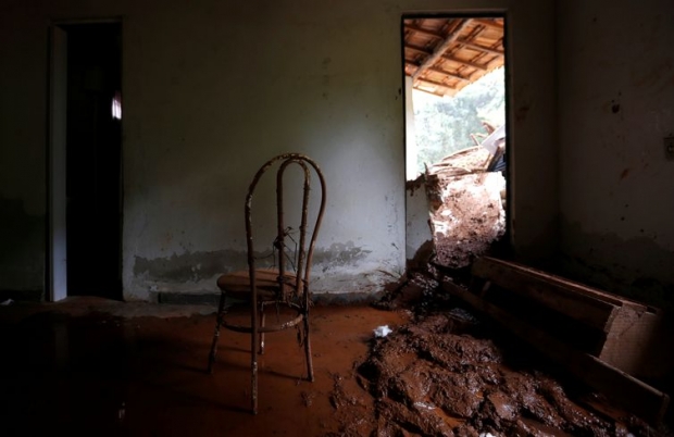 Casa destruída após o rompimento de barragem de rejeitos de minério de ferro de propriedade da mineradora Vale, em Brumadinho (MG).