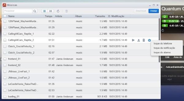 Você pode ouvir no PC as músicas que estão armazenadas no smartphone, ou definí-las como um toque ou notificação.