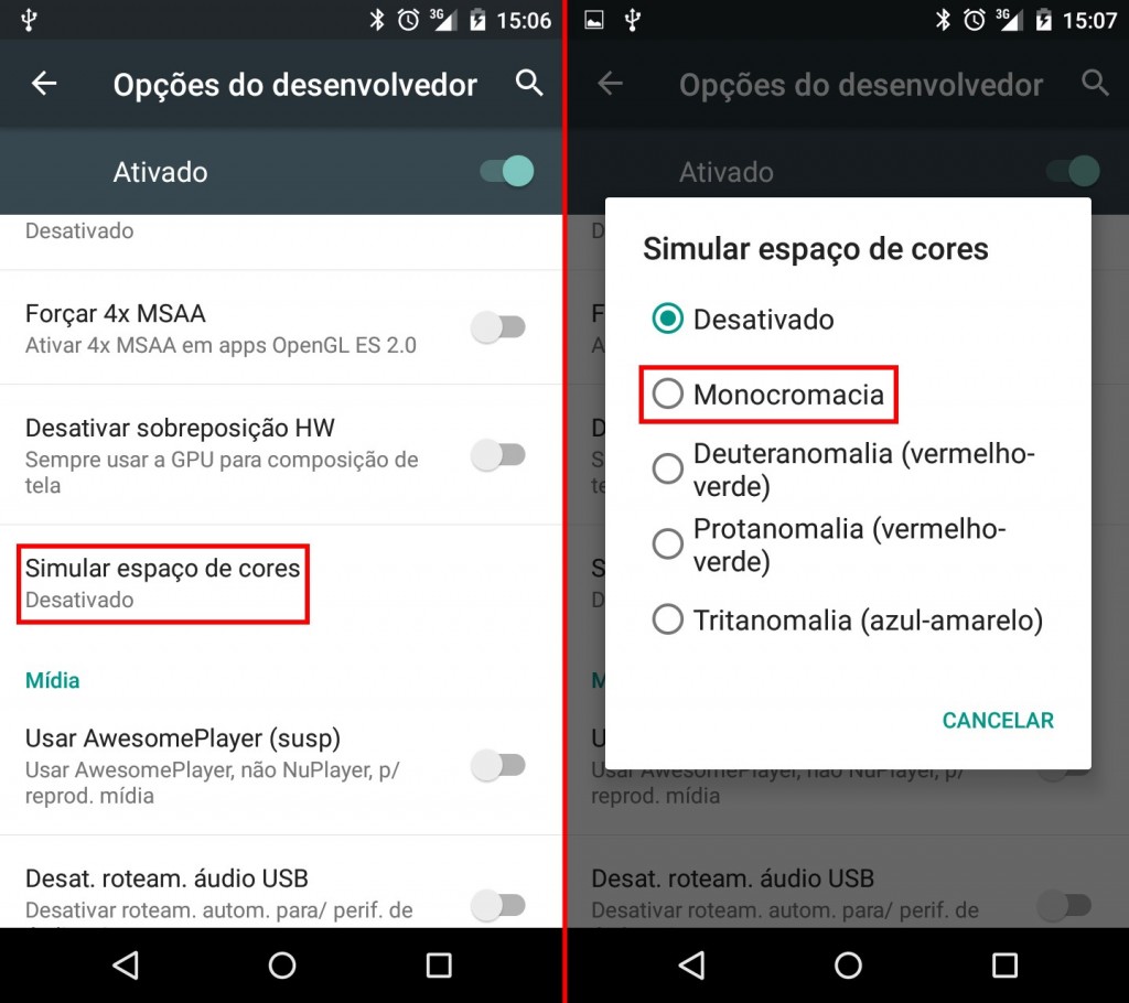 Selecione a opção