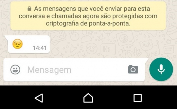 Mensagem criptografada no WhatsApp Mensagem criptografada no WhatsApp