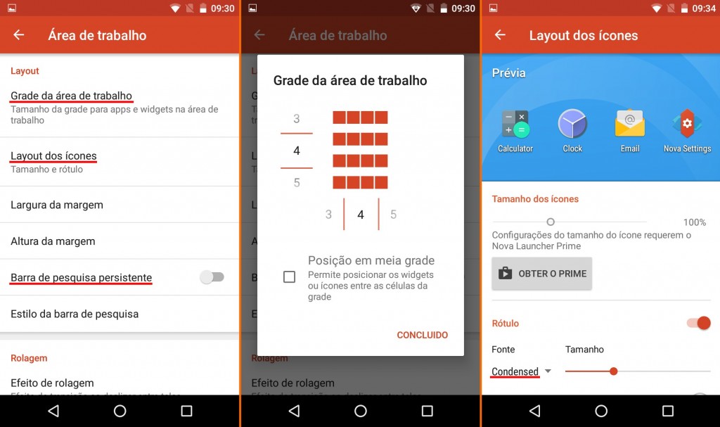 Ajustes da área de trabalho para recuperar o launcher original de seu Quantum GO