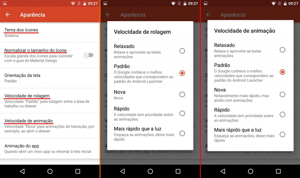 Ajustes de aparência para recuperar o launcher original de seu Quantum GO