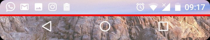 Detalhe dos cantos da tela com o Rounded Corner ativado. 