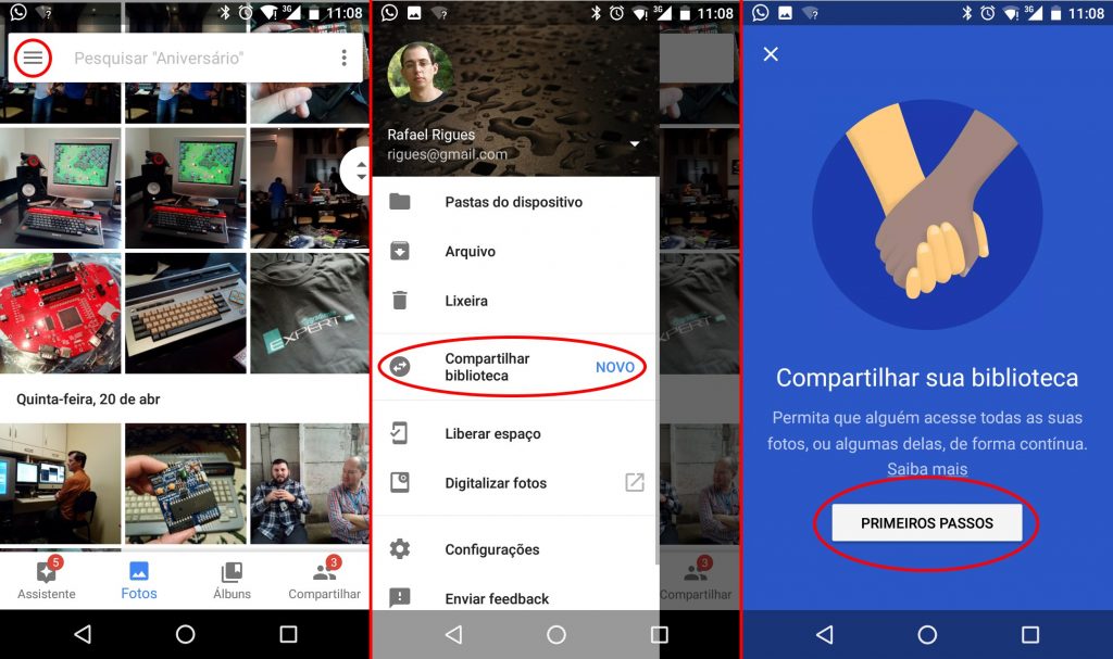 compartilhar bibliotecas no Google Photos