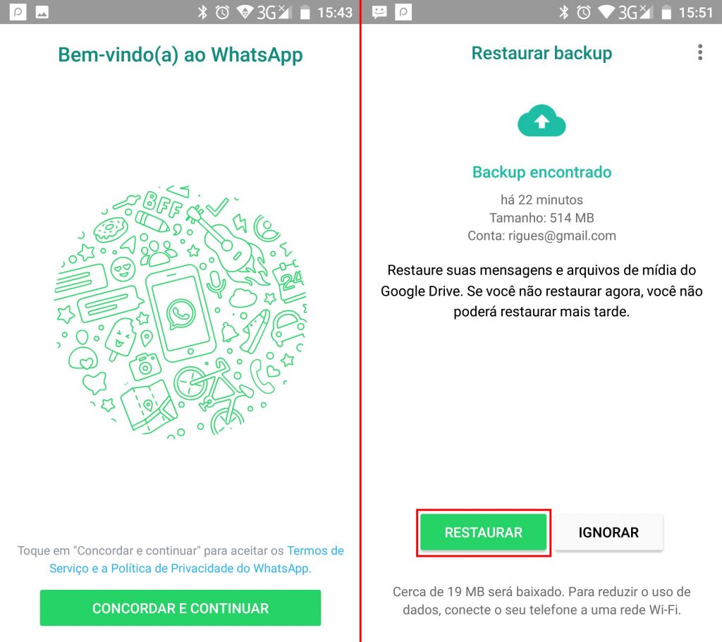 backup das conversas no WhatsApp