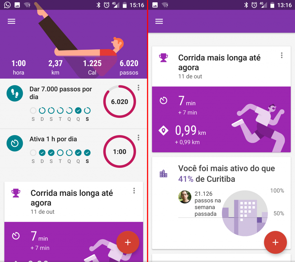 google fit tela inicial