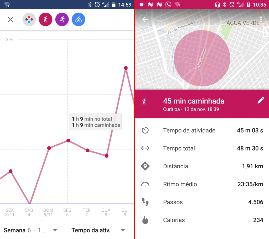 google fit grafico