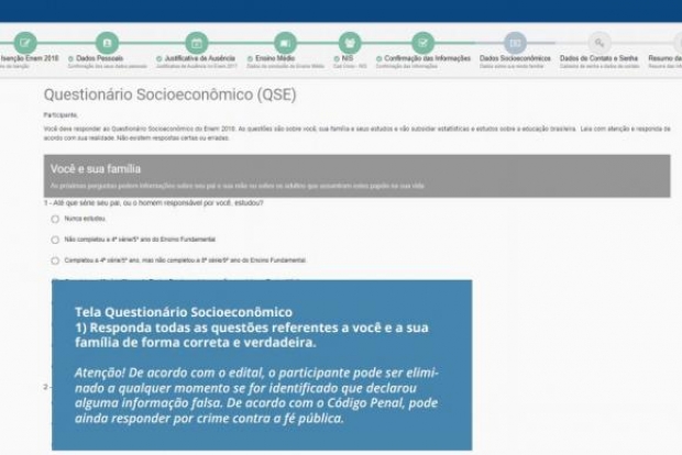 Tela Isenção Enem 3