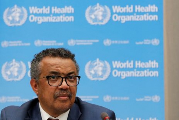 O diretor-geral da Organização Mundial de Saúde (OMS), Tedros Adhanom Ghebreyesus, fala a jornalistas sobre o surto de ebola no Congo em coletiva na sede da organização em Genebra, em 14 de maio de 2018. REUTERS/Denis Balibouse