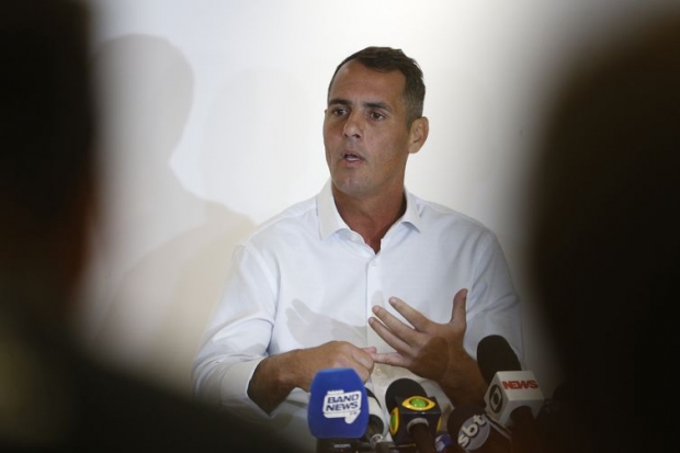 O vereador Marcello Siciliano (PHS-RJ) concede coletiva à imprensa sobre morte de Marielle Franco.