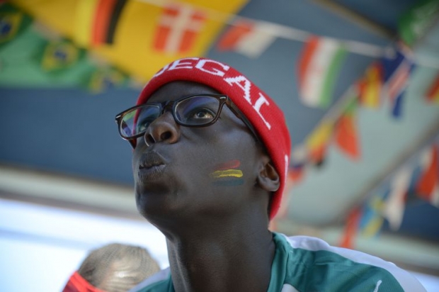 Ahmed Tidiane Mbemgue, durante partida entre, Senegal e Japão na Copa do Mundo na Rússia, na praia de Copacabana no Rio de Janeiro.