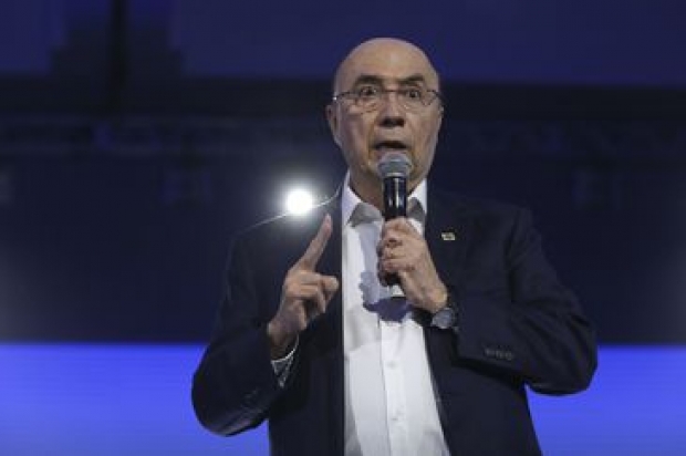 O ex-ministro Henrique Meirelles durante convenção Nacional do MDB em Brasília.