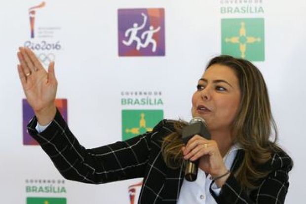 Brasília - A secretária de Esporte, Leila Barros fala sobre a chegada e o percurso da tocha olímpica em Brasília, no dia 3 de maio (Marcello Casal Jr/Agência Brasil)