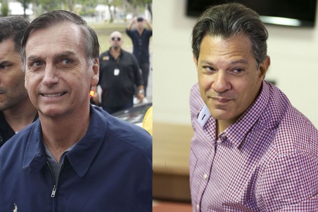 Candidatos à Presidência Jair Bolsonaro (PSL) e Fernando Haddad (PT).