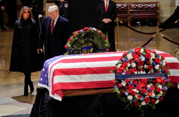 President Donald Trump and first lady George W. Bush, VelórioPablo Martinez Monsivais/Pool via REUTERS