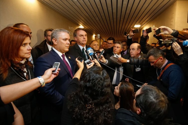  Presidente da República, Jair Bolsonaro, e o Presidente da Colômbia, Iván Duque Márquez, durante declaração conjunta sobre o Governo da Venezuela.