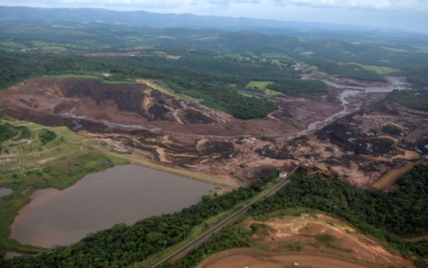 General view from above of a dam owned by Brazilian miner Vale SA that burst, in Brumadinho, Brazil January 25, 2019. REUTERS/Washington Alves