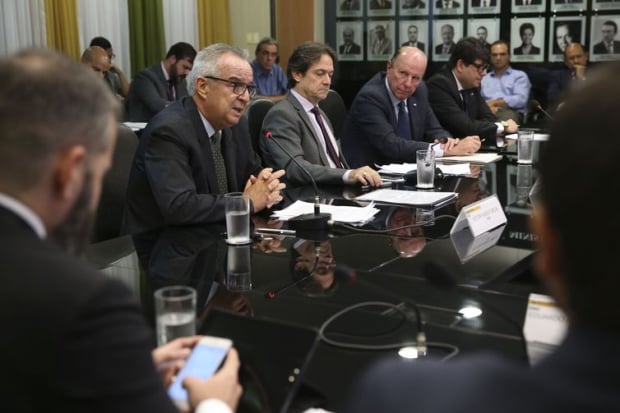 A Agência Nacional de Mineração apresenta o 1o Relatório e Estudos sobre Barragens no País. Na foto, Victor Hugo F. Bicca, Alexadre Vidigal, Esteves Colnago e Mauricio José Andrade Correia.