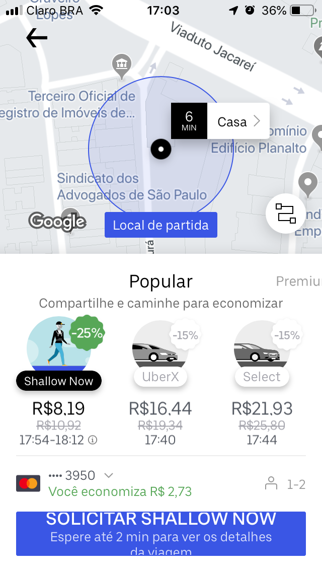 Uber entra na brincadeira e categoria “Juntos” se chamará “Shallow Now” por 24h - 2