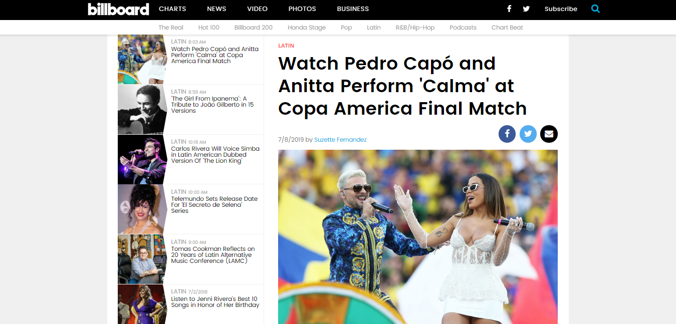 Anitta e Pedro Capó são criticados por fazerem playback na final da Copa América - 1