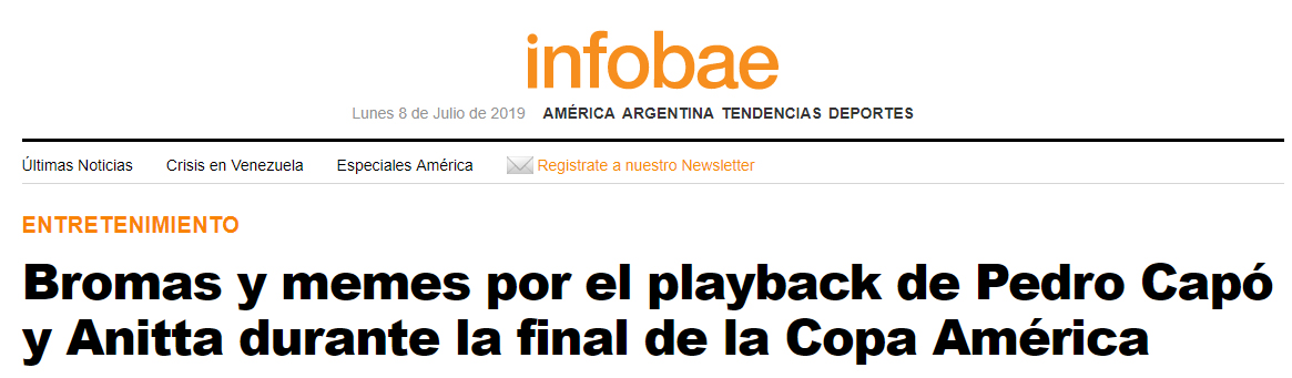 Anitta e Pedro Capó são criticados por fazerem playback na final da Copa América - 2