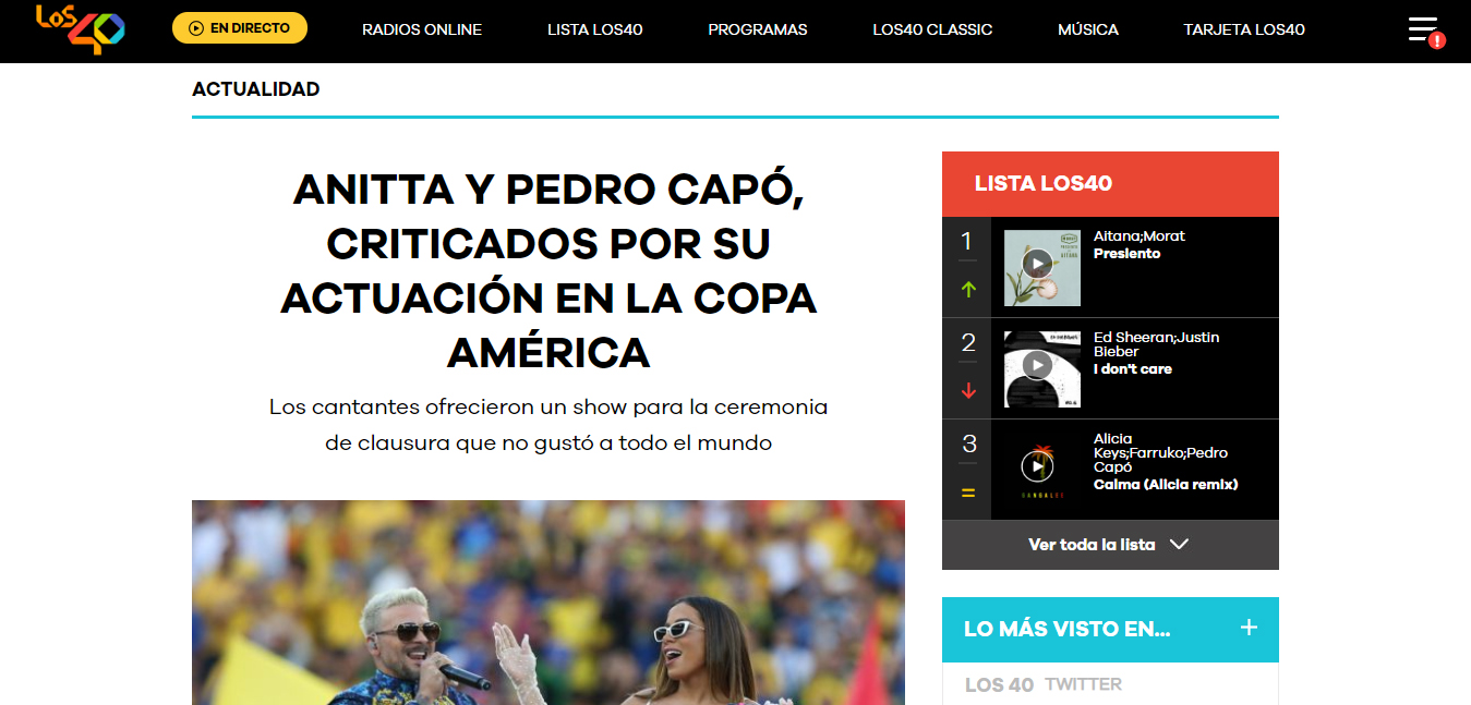 Anitta e Pedro Capó são criticados por fazerem playback na final da Copa América - 3