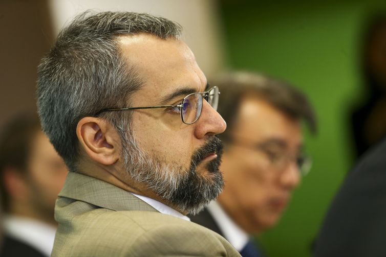 O ministro da Educação, Abraham Weintraub, durante apresentação do Compromisso Nacional pela Educação Básica.