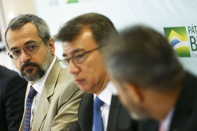 O ministro da Educação, Abraham Weintraub, durante apresentação do Compromisso Nacional pela Educação Básica.