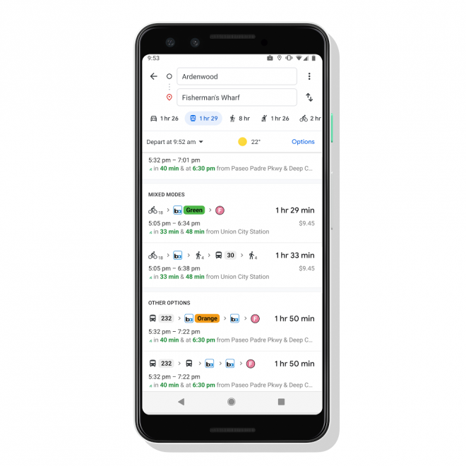 Google Maps vai passar a mostrar trajetos integrando vários tipos de transporte - 3