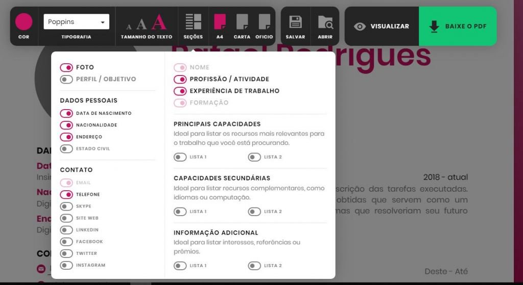 ResumeMaker é uma ótima maneira de se criar um currículo online - 3