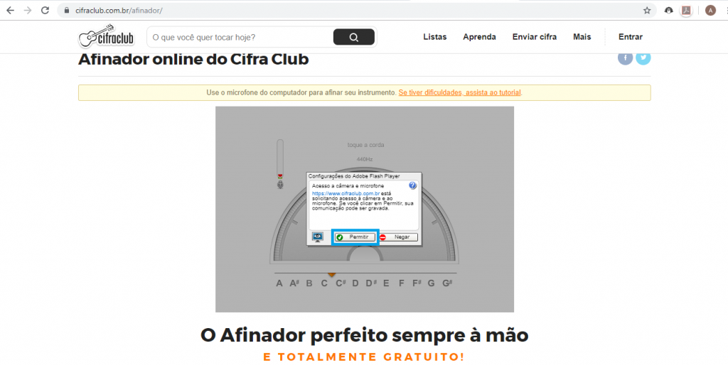 Afinador Cifra Club: veja como usar a ferramenta no PC ou celular - 3