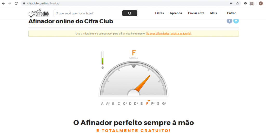 Afinador Cifra Club: veja como usar a ferramenta no PC ou celular - 4