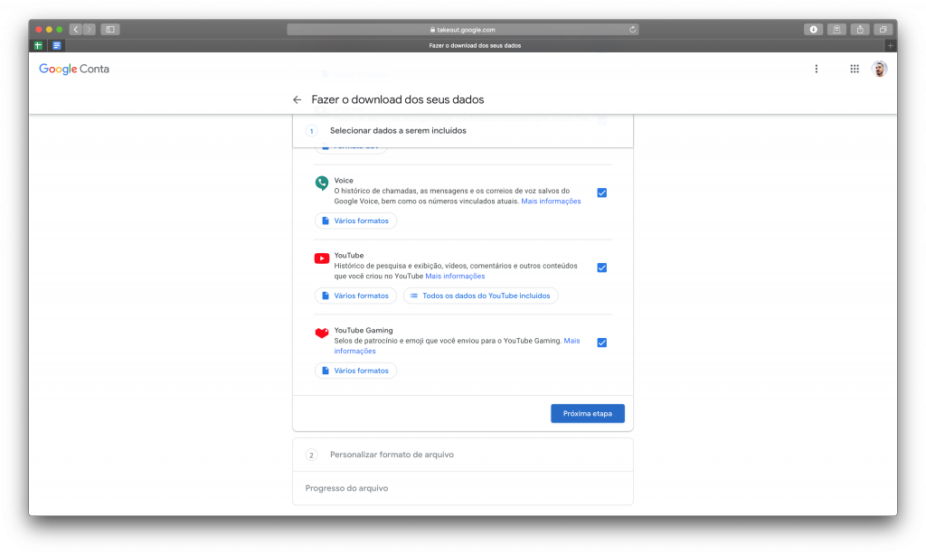 Google Takeout | como baixar todos os dados da sua conta Google - 3