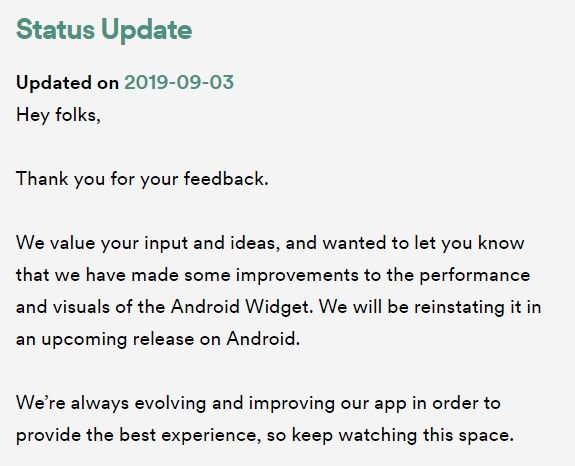 Spotify ouve o clamor popular e traz widget de volta ao Android - 2