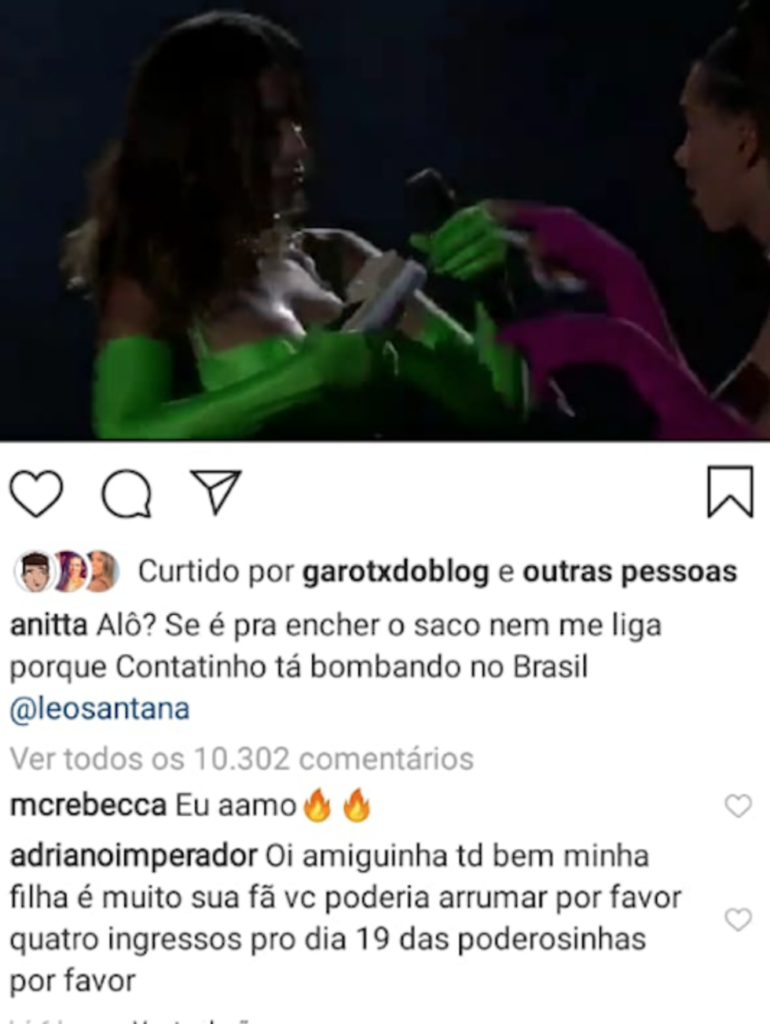 Adriano Imperador comenta e pede ingressos no perfil de Anitta - 1