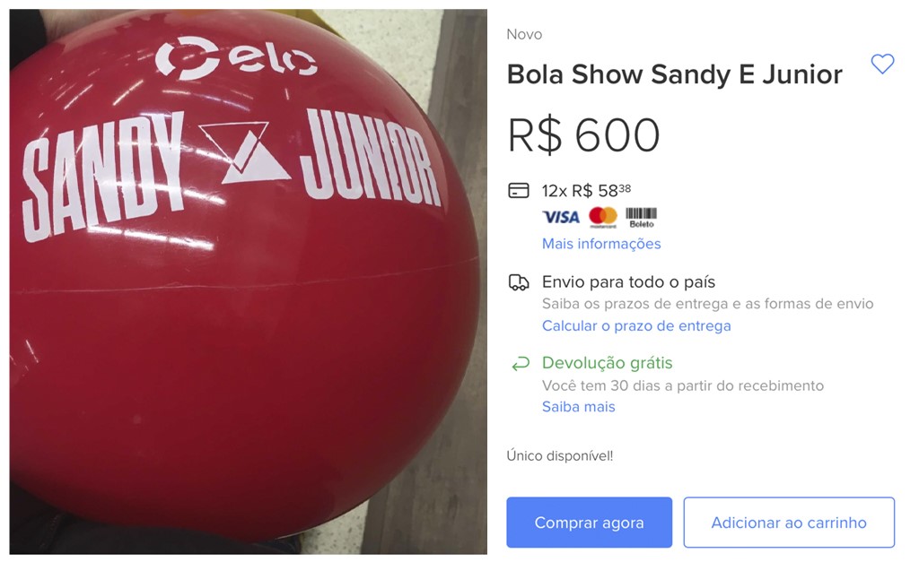 Bolas do show de Sandy e Júnior são vendidas por R$600 - 1