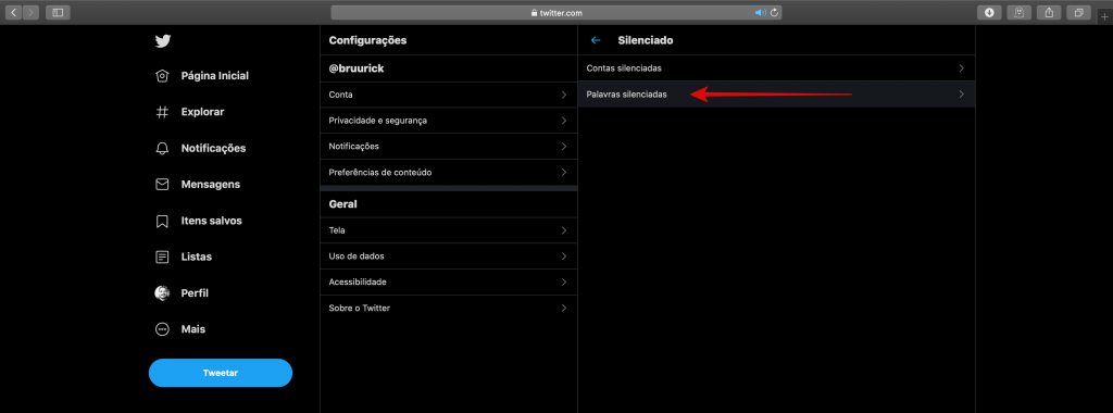 Como silenciar palavras no Twitter - 3