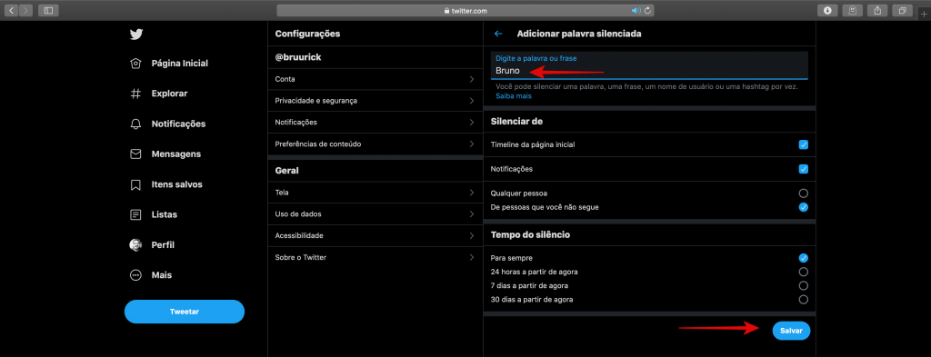 Como silenciar palavras no Twitter - 5