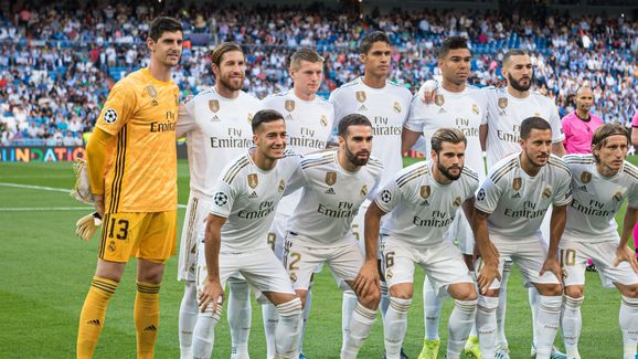 Players of Real Madrid pose for a team photo