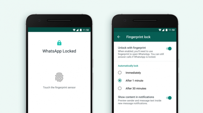 WhatsApp agora tem desbloqueio por impressão digital no Android - 2