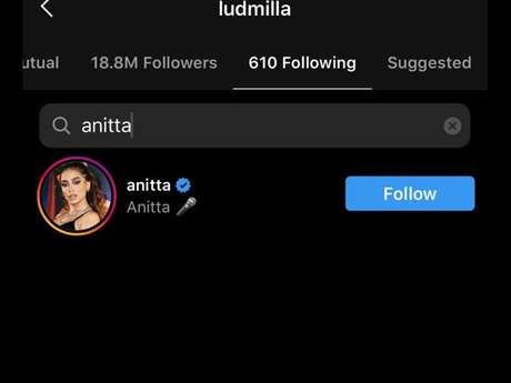 Ludmilla continua seguindo Anitta no Instagram