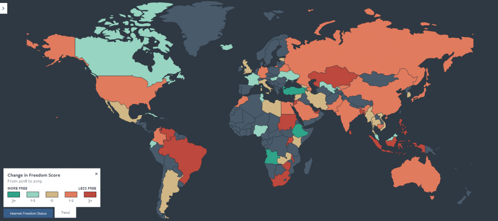 Brasil é o terceiro país com pior desempenho em índice de liberdade na internet - 2