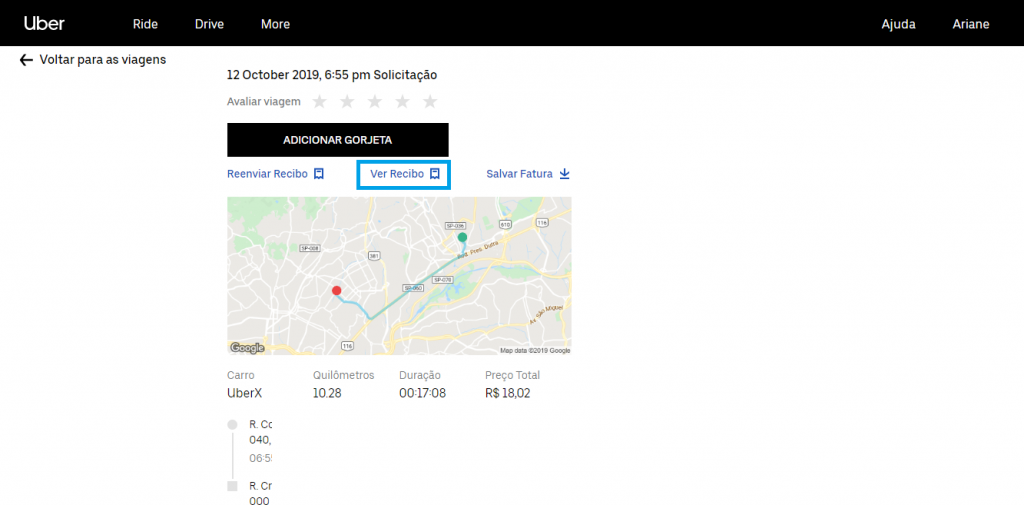 Como emitir e imprimir recibos de viagens feitas com o Uber - 8