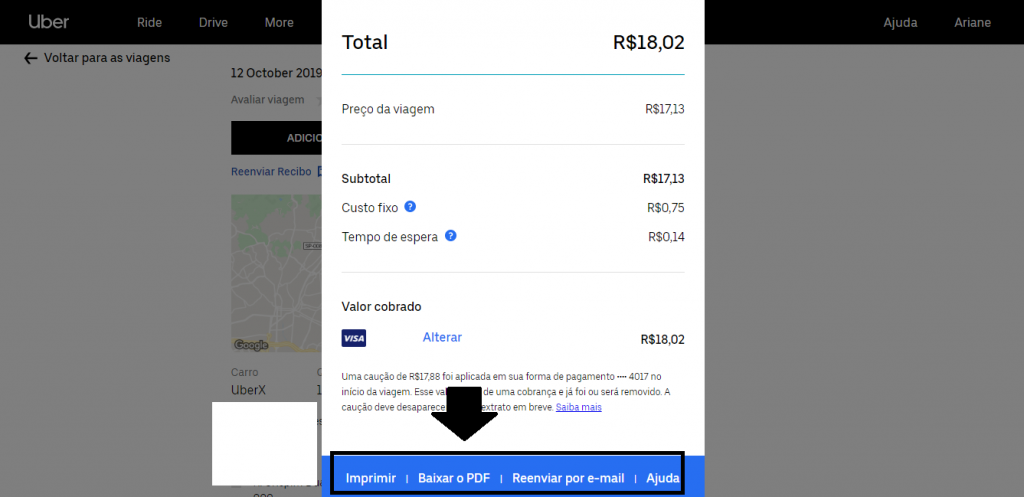 Como emitir e imprimir recibos de viagens feitas com o Uber - 9