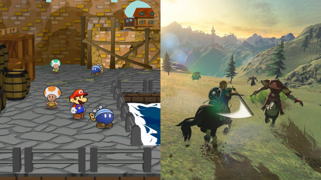 Paper Mario: The Thousand Year Door e The Legend of Zelda: Breath of the Wild (Fonte: Montagem/Reprodução)